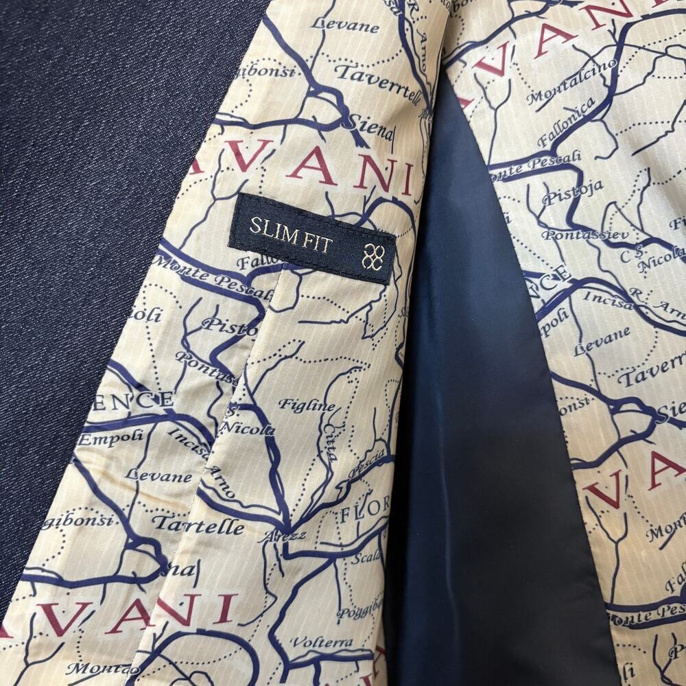 Cavan Suit Vest Waistcoat UK 40 EU 50 Navy Map Lining OldMoney Western - Picture 5 of 8